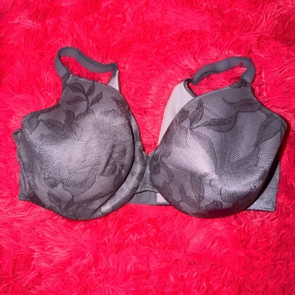 Cacique Lace Gray Floral Underwire Lightly Lined Full Coverage Bra - Picture 1 of 8